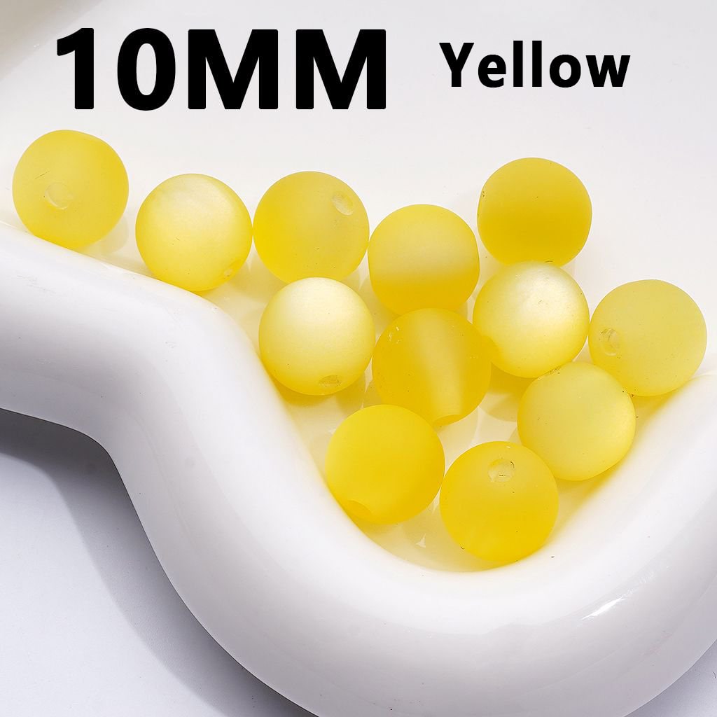 Multi-Color Cat Eye Style Frosted Matte Round Acrylic Beads, 10MM