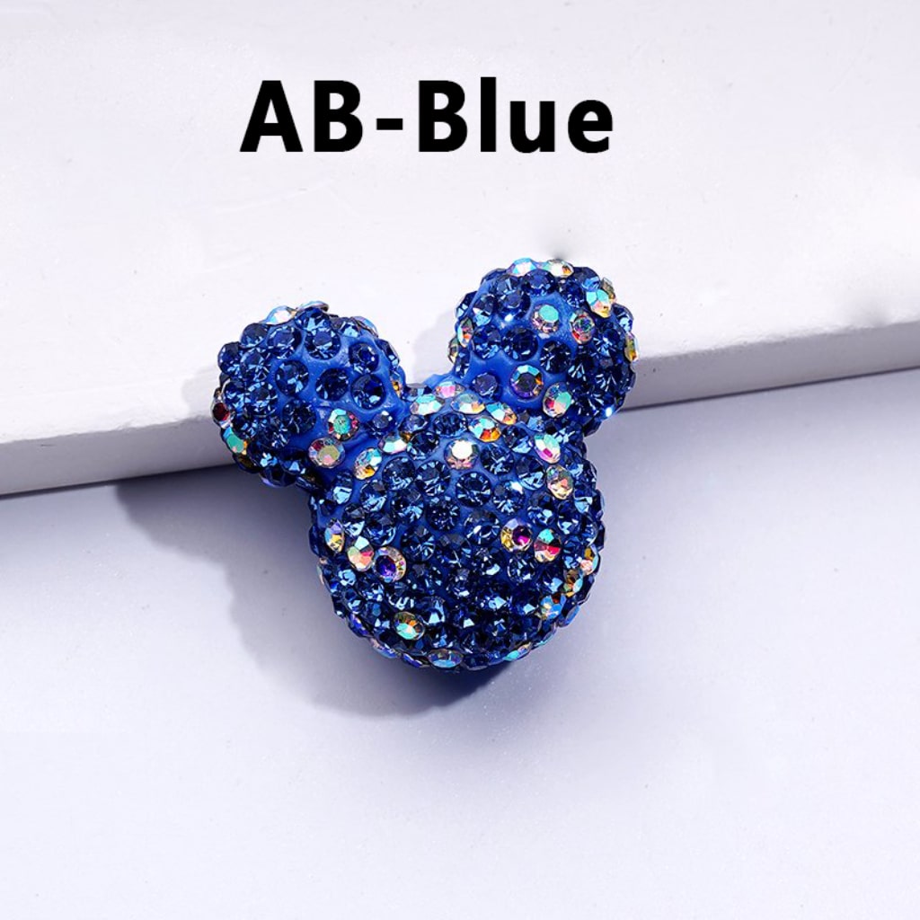 Vivid Cute Micke Minni Mouse Head Clay Beads with Multi-Color & AB Rhinestones, 22*24*17MM