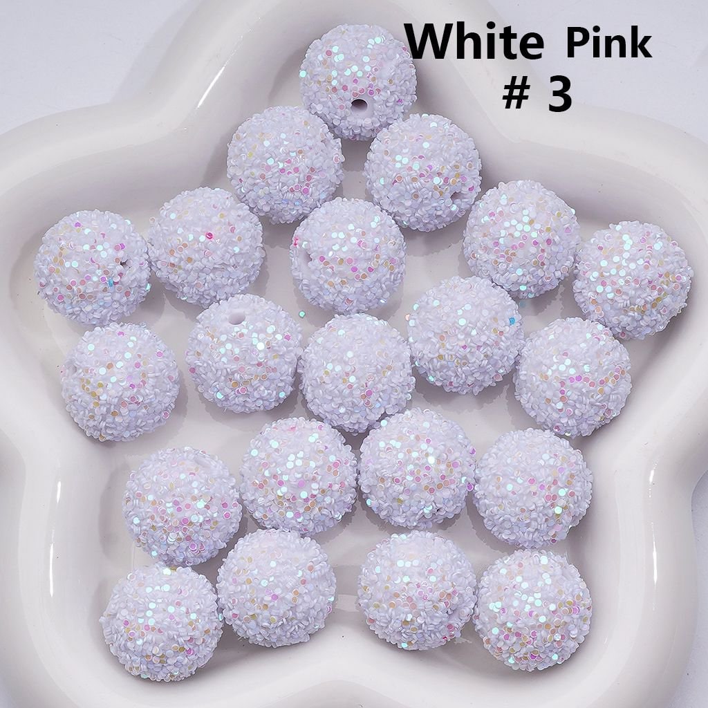Multi-Color Shiny Confetti Round Acrylic Beads in Solid Color, 20MM