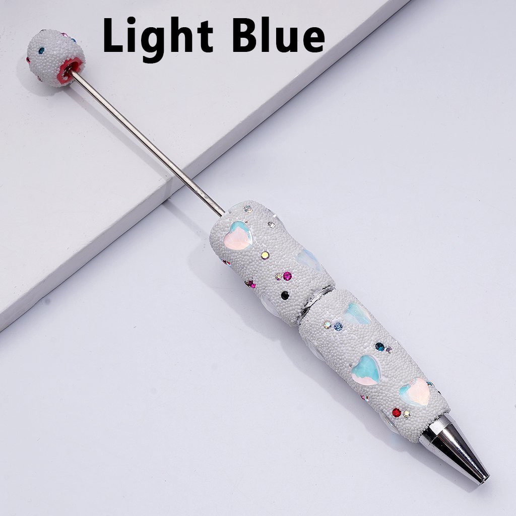 Beadable Jelly Color Hearts Shiny Rhinestones Mini White Snow Balls Clay Pen