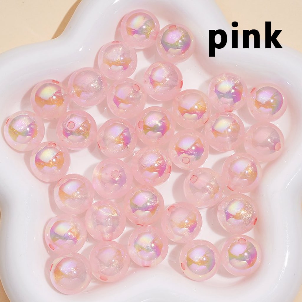 Luminous UV Coating Translucent Glitter Colorful Round Acrylic Beads, 16MM