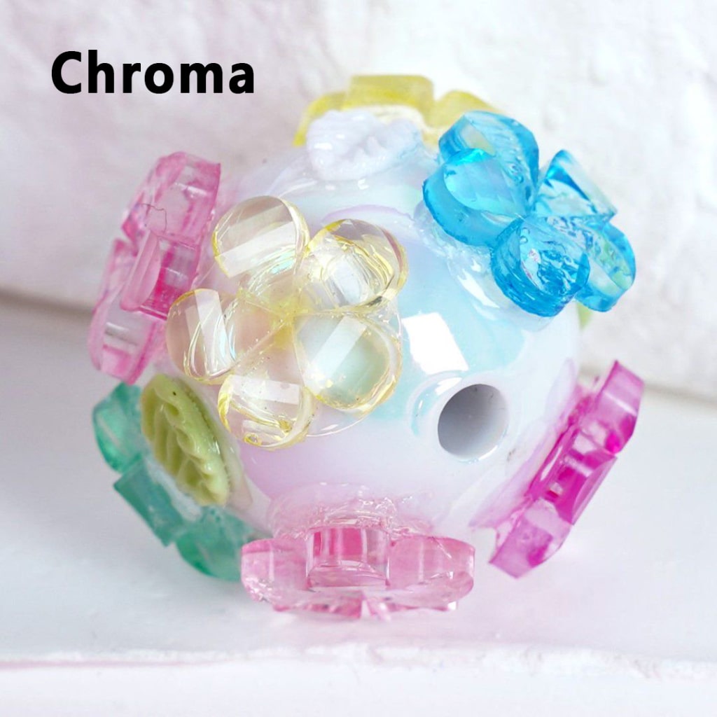 Round White Acrylic Beads with Translucent Flowers & Leaves, Cute Floral Design, 16MM