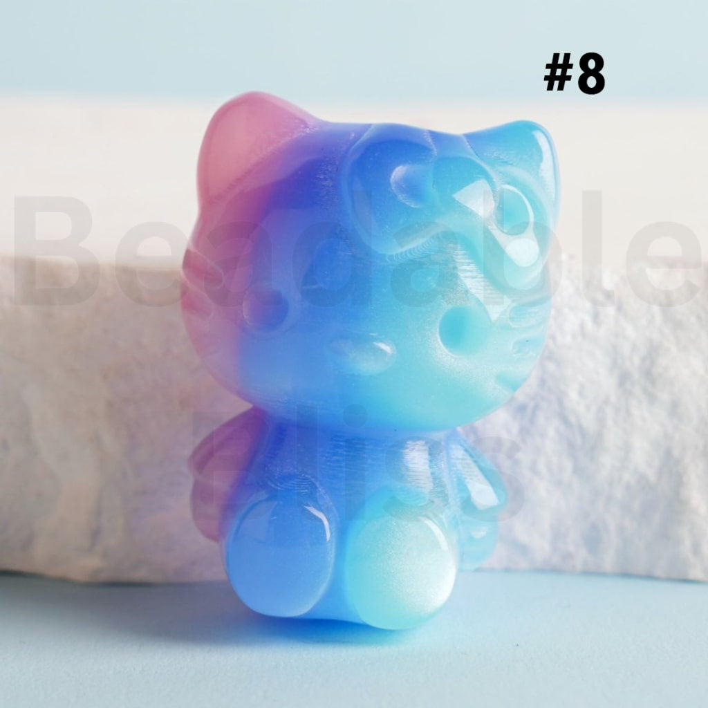 Glossy Gradient Ombre Color HK Kitten Acrylic Beads, Around 24*33MM