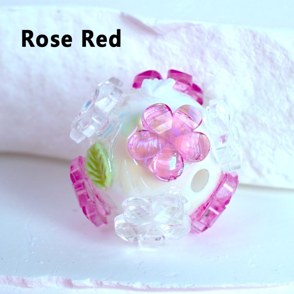 Round White Acrylic Beads with Translucent Flowers & Leaves, Cute Floral Design, 16MM