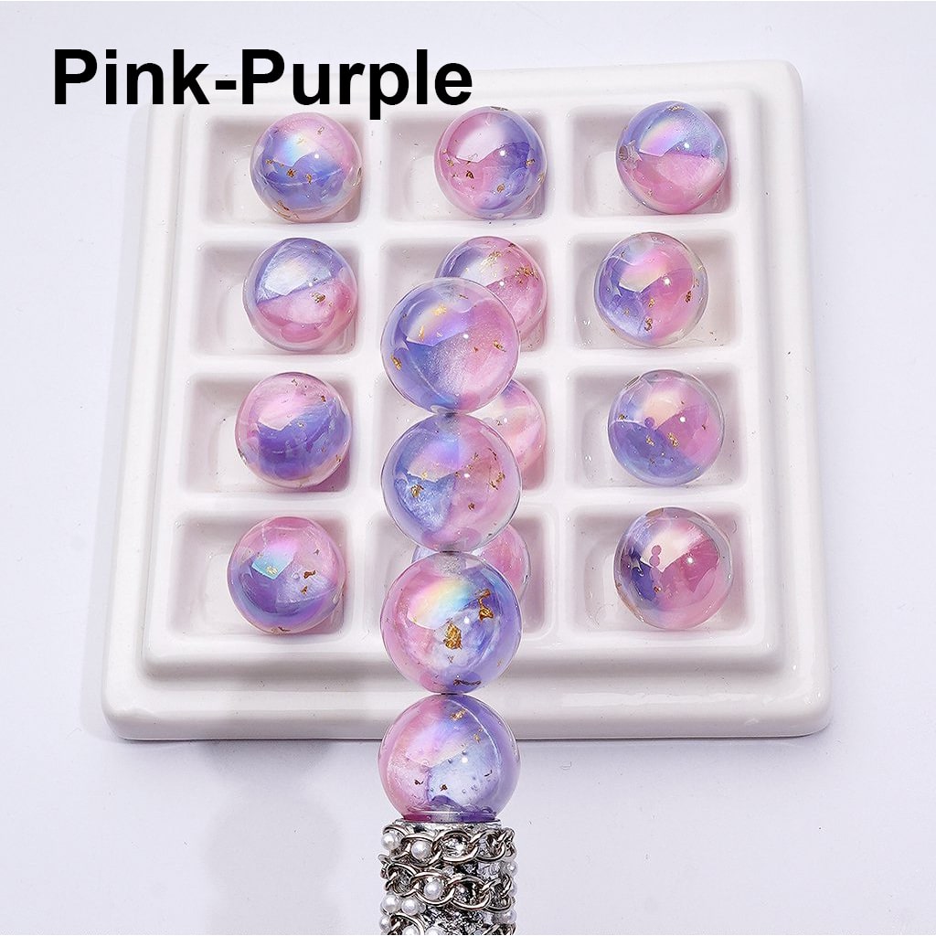 Large Double Color Resin Heart Gold Foil Paper Inside Clear Round Acrylic Beads, 16MM, Random Mix