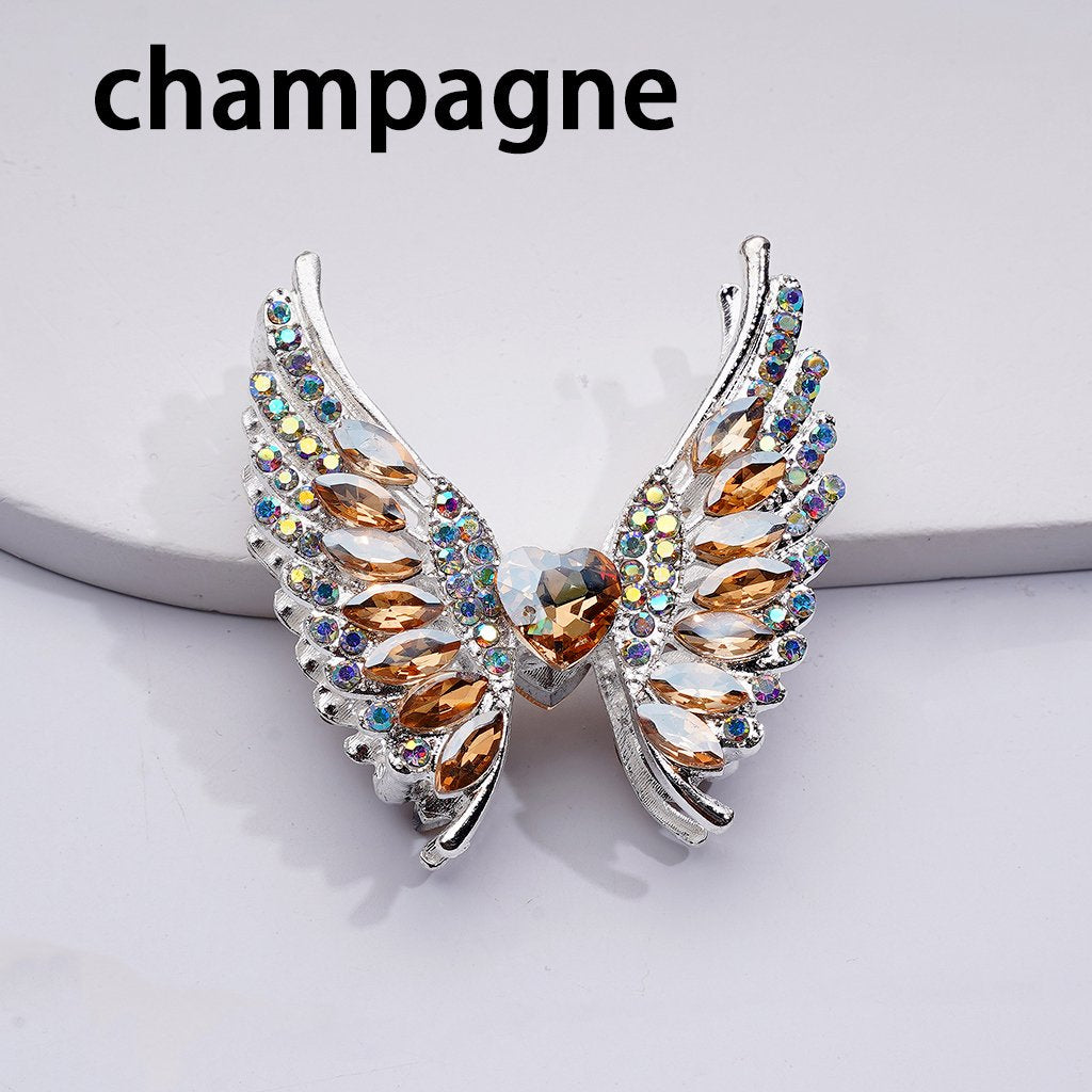 Exquisite Fancy Silver Alloy Angel's Wings Beads with Shiny Rhinestones, 46*50MM