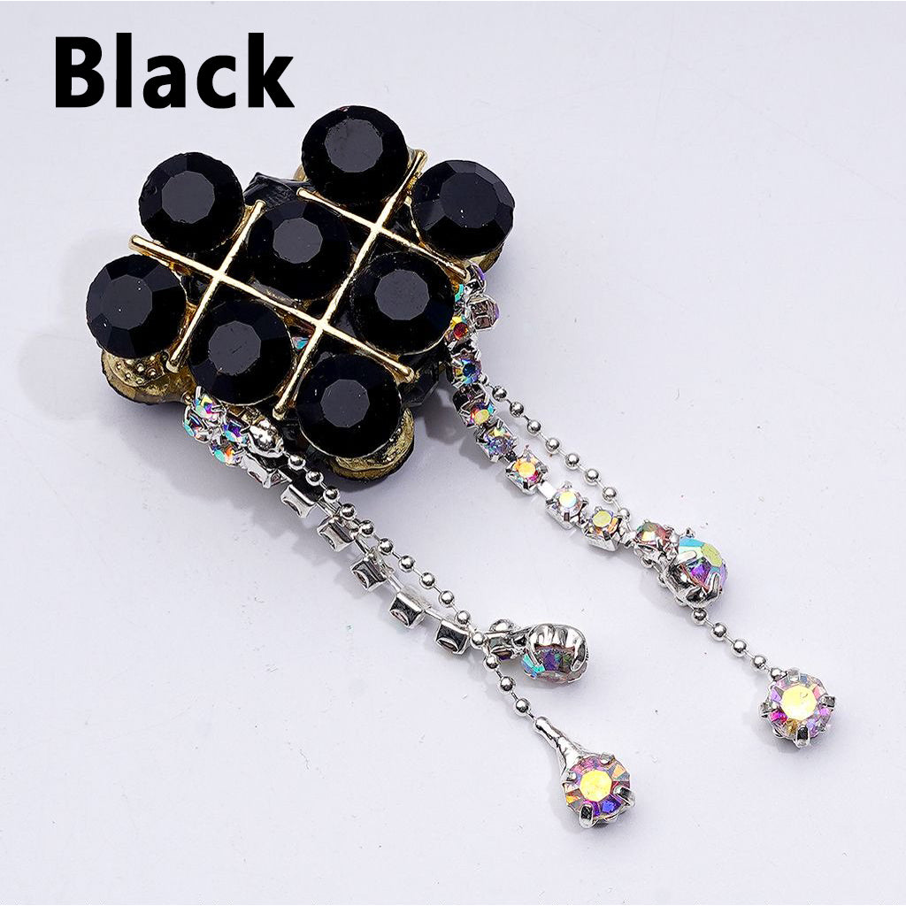 Exquisite Fancy Gold Alloy Heart with Shiny Rhinestones Chains Pendants Glitter Flowers Clay Beads, Around 34*28*18MM