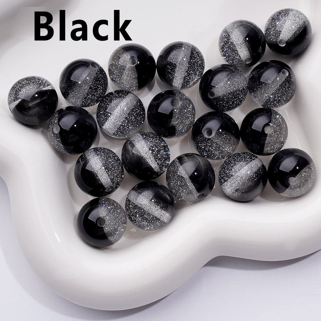 マルチカラーキャットアイスタイルアクリルビーズ、内側にシルバーグリッター入り、16MM