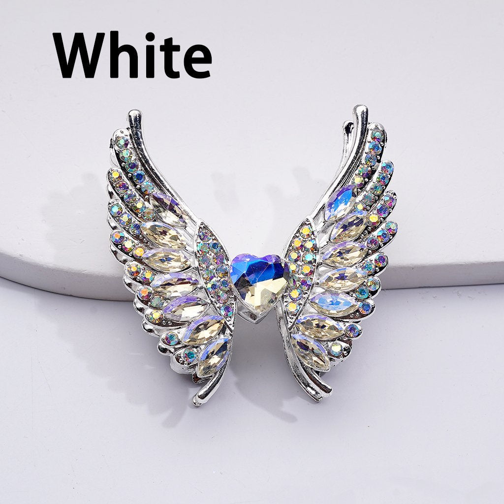 Exquisite Fancy Silver Alloy Angel's Wings Beads with Shiny Rhinestones, 46*50MM