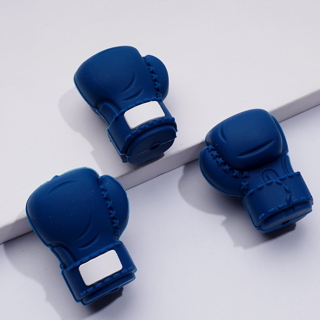 3D Black Red Blue Boxing Gloves Silicone Focal Beads