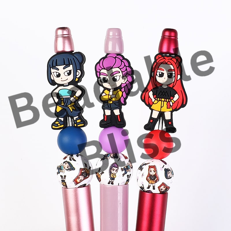 Silicone Focal Beads Girl Band with Various Colors Hair Wearing Fashionable Clothes