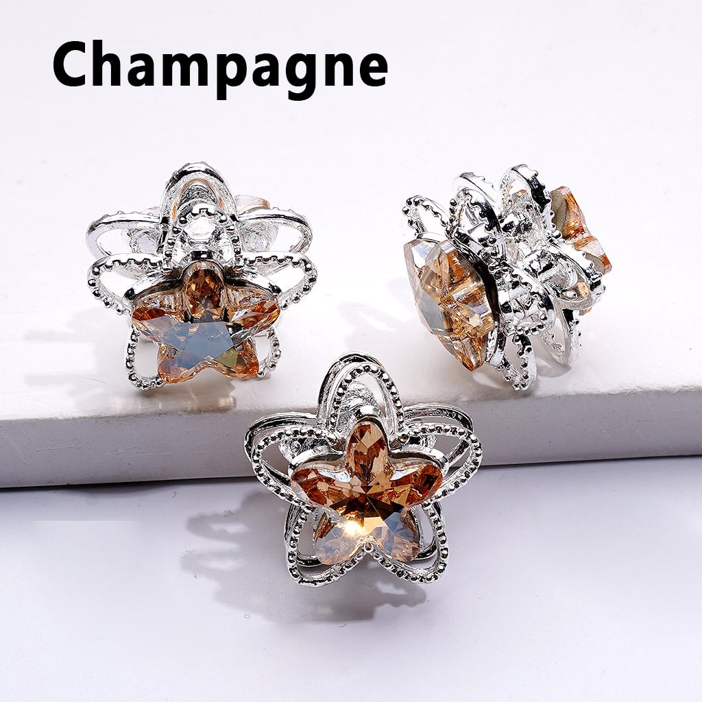 Exquisite Fancy Silver Alloy Five-petaled Flower Bead with Multi-Color Shiny Rhinestones, Around 19MM