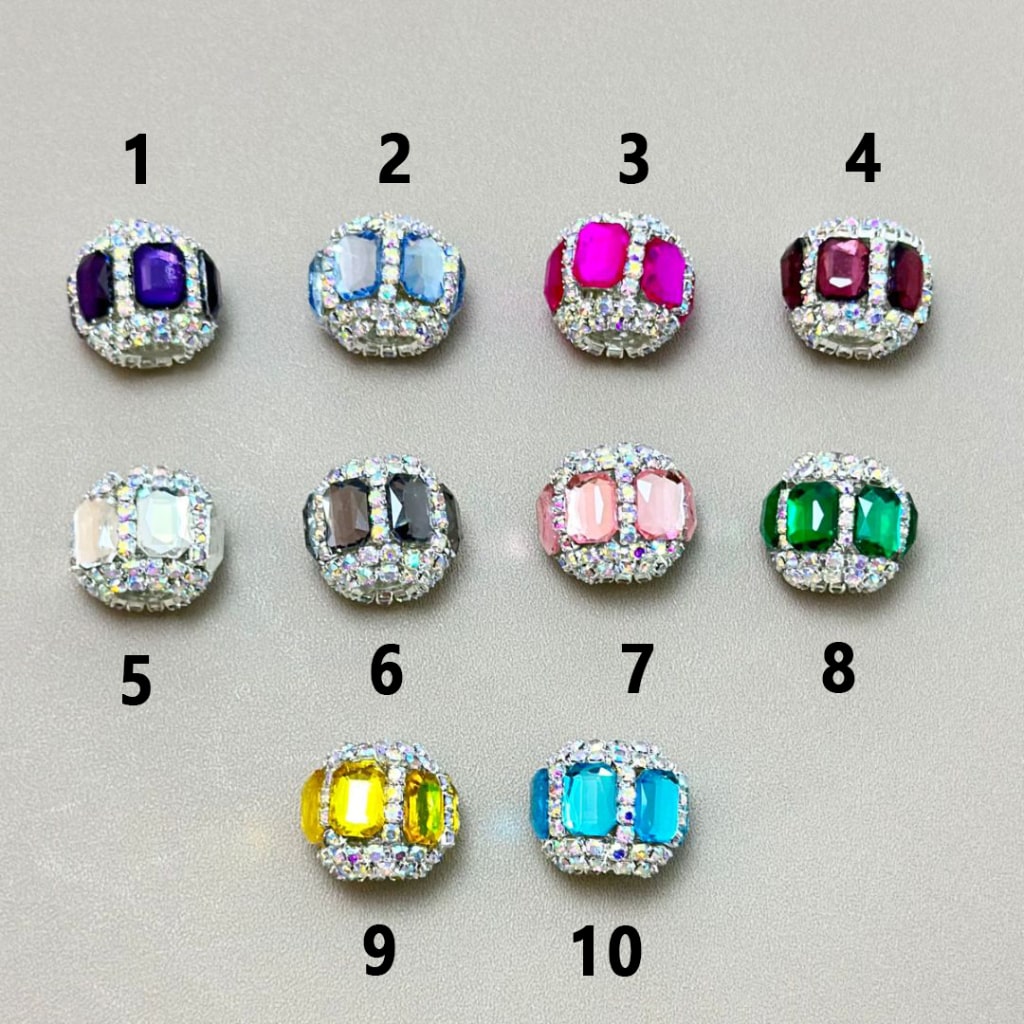 Bling Bling ABカラーラインストーンチェーン カラフル長方形ダイヤモンド クリアラウンドアクリルビーズ 18MM 説明をお読みください
