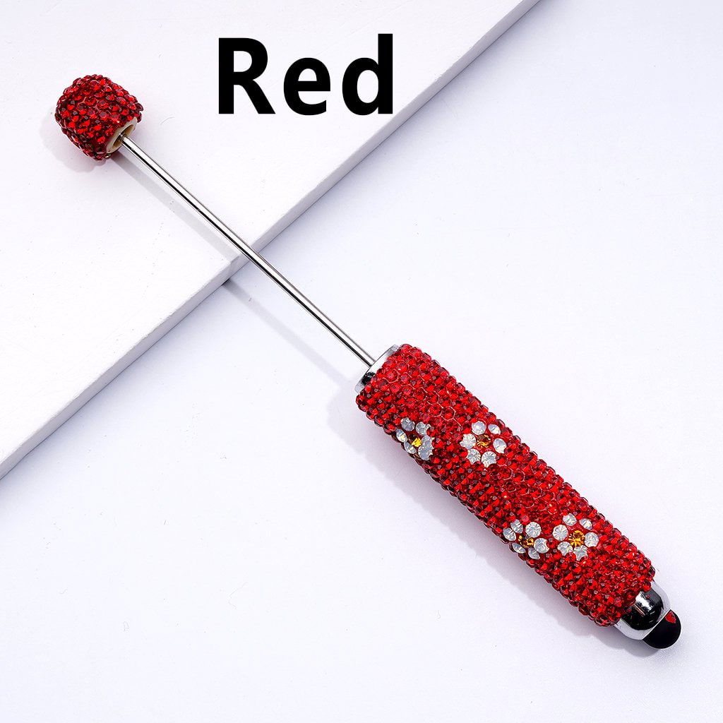 Beadable Clay Stylus Pen with Mini Cute Flowers Multi-Color Shiny Rhinestones