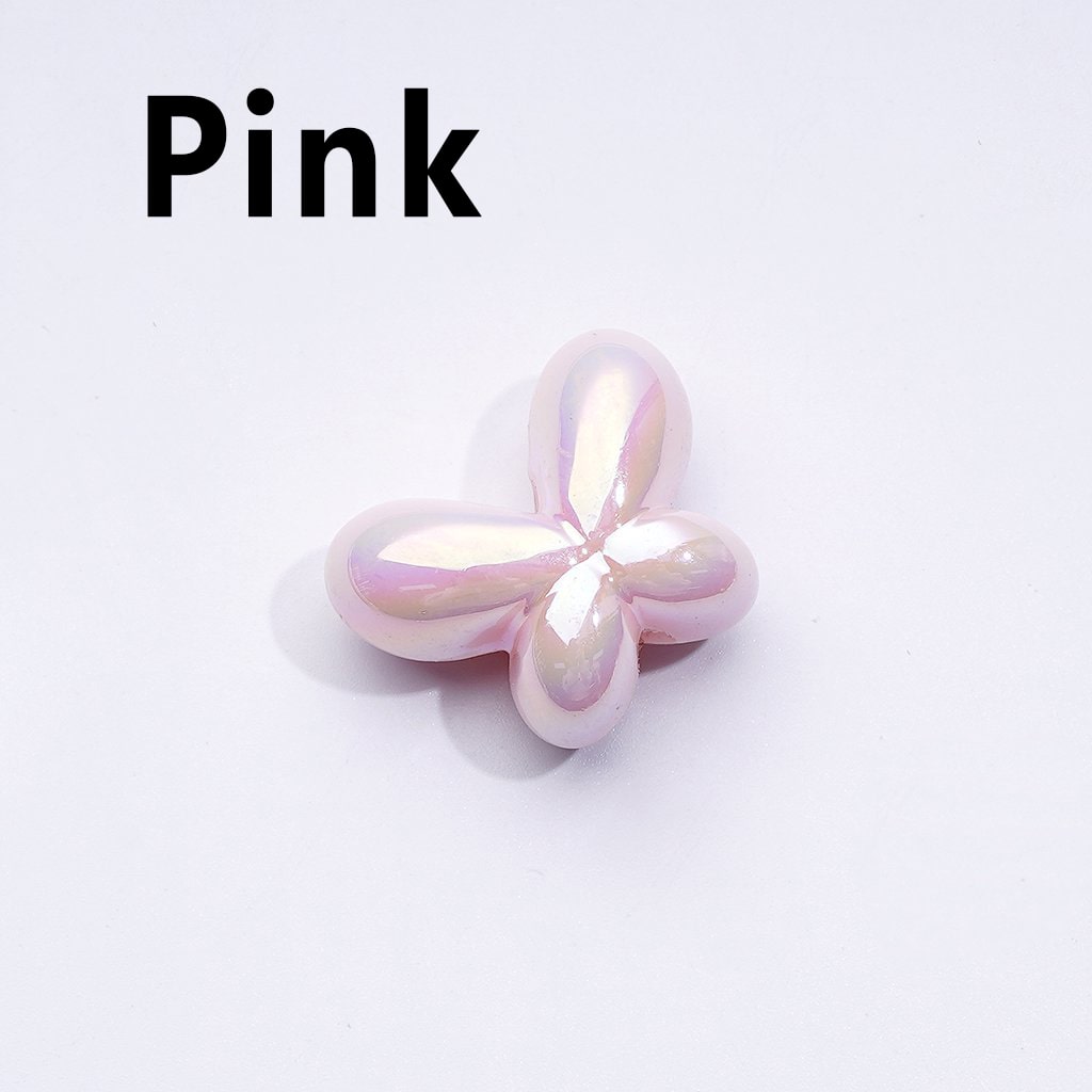UV Coating Shiny Luminous Cute Butterfly Bowknot Acrylic Beads, Around 25*19MM