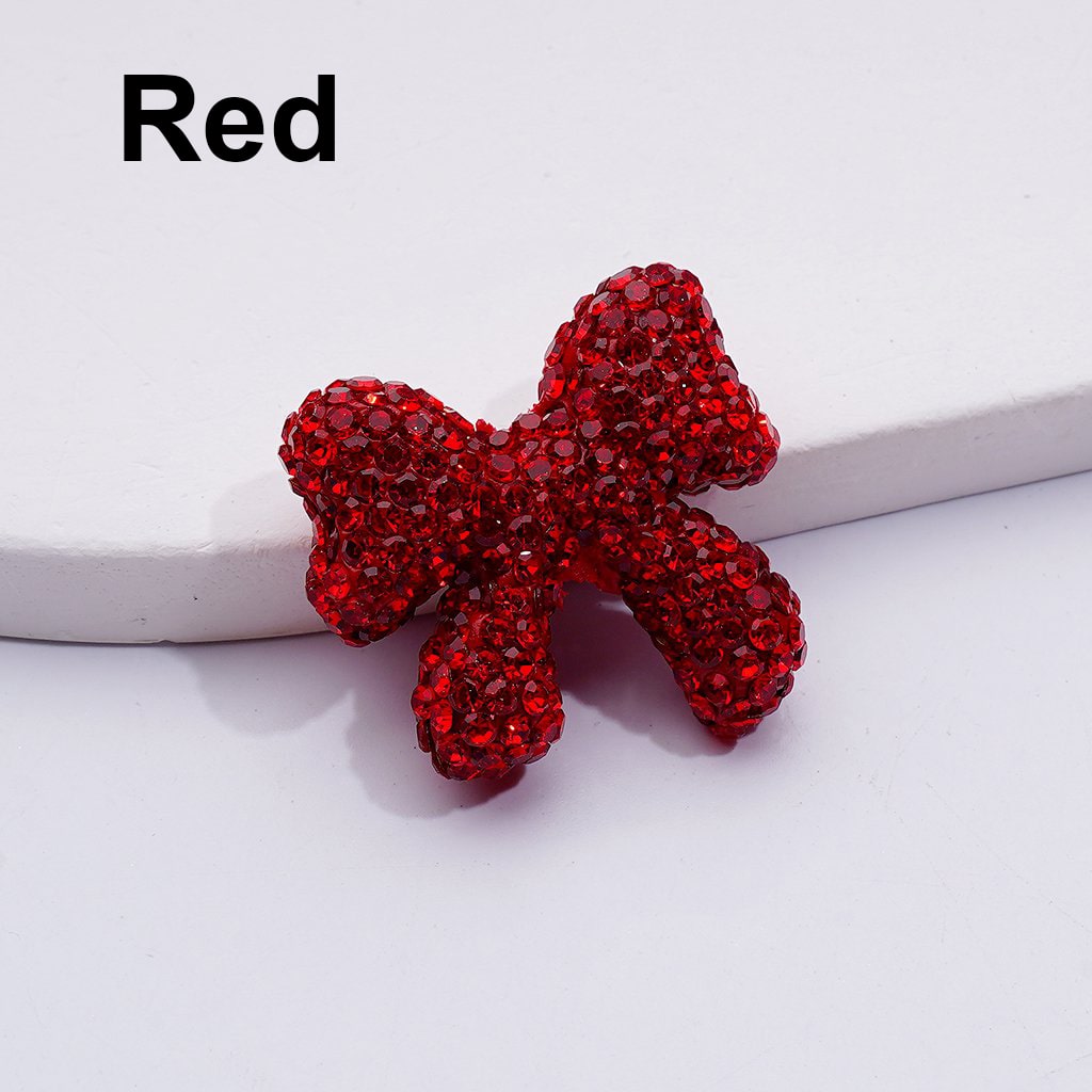 Multi-Color Cute Bowknot with AB Rhinestones Clay Beads, 24*26MM, Random Mix