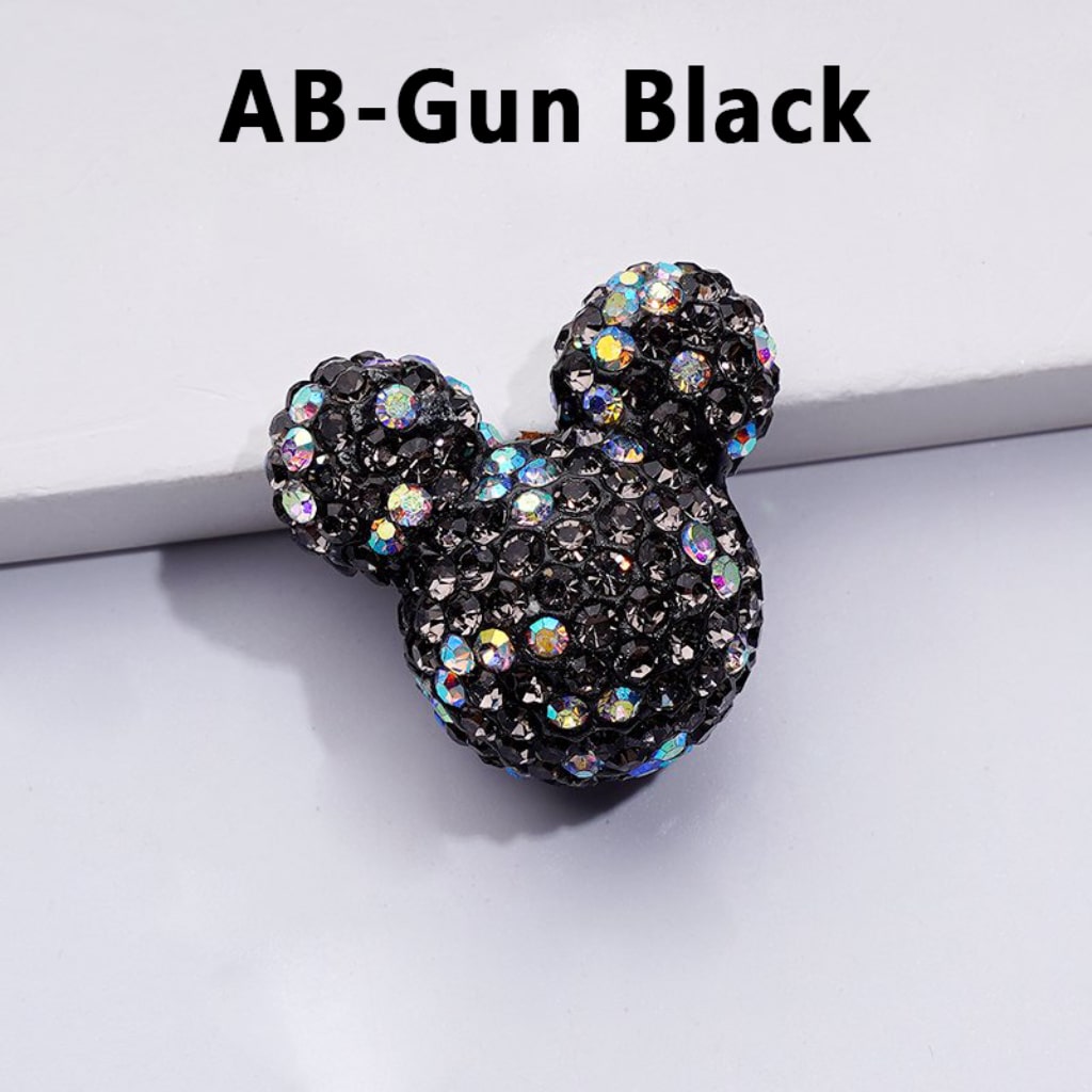 Vivid Cute Micke Minni Mouse Head Clay Beads with Multi-Color & AB Rhinestones, 22*24*17MM