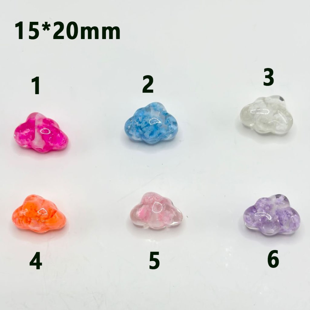 透明でかわいい雲のアクリルビーズ、ミニカラフルな雲入り、15×20MM、説明をお読みください。