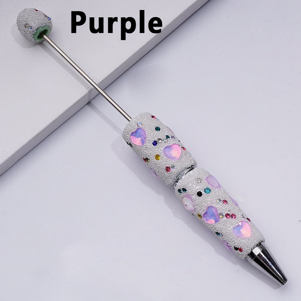 Beadable Jelly Color Hearts Shiny Rhinestones Mini White Snow Balls Clay Pen