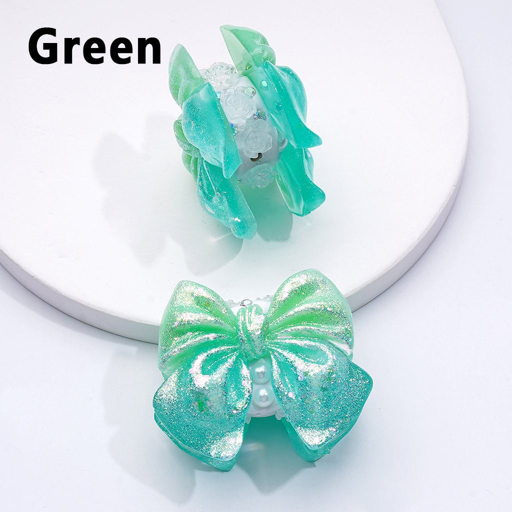 Bling Bling Glitter Bowknot Mini Cute Flowers White Pearls AB Rhinestones Clay Beads, Around 41*34MM