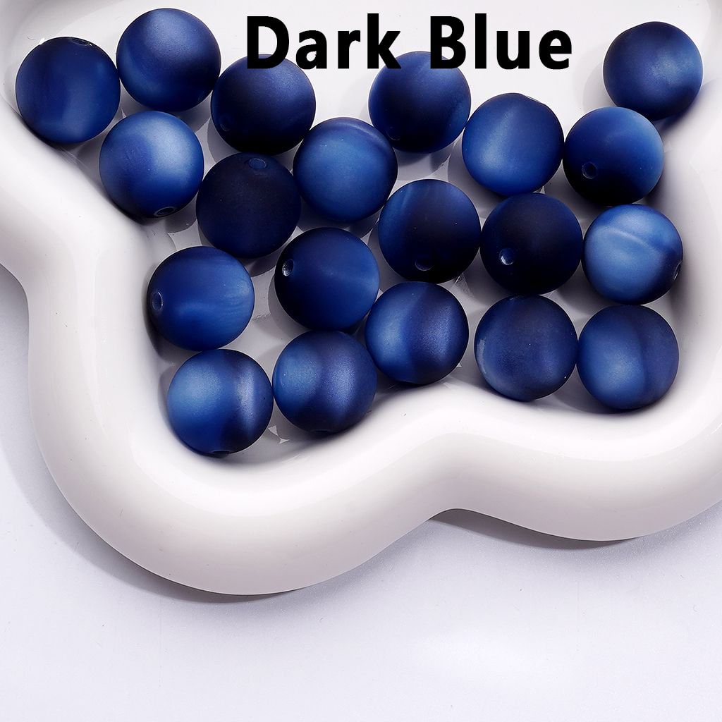 Frosted Matte Multi-Color Cat Eye Style Round Acrylic Beads, 16MM