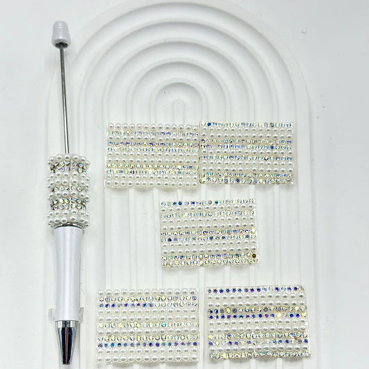 DIY キラキララップテープ、小さなABラインストーン付き、ペン用ホワイトパール、約40×28MM、1シート78個、説明をお読みください。