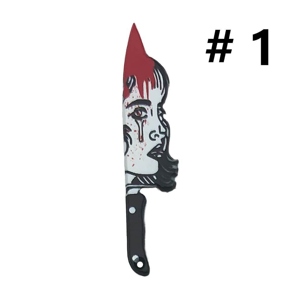 Halloween Plastic Horror Bloody Flower Skeleton Skull Head Prints Knife Dagger Jewelry Accessories
