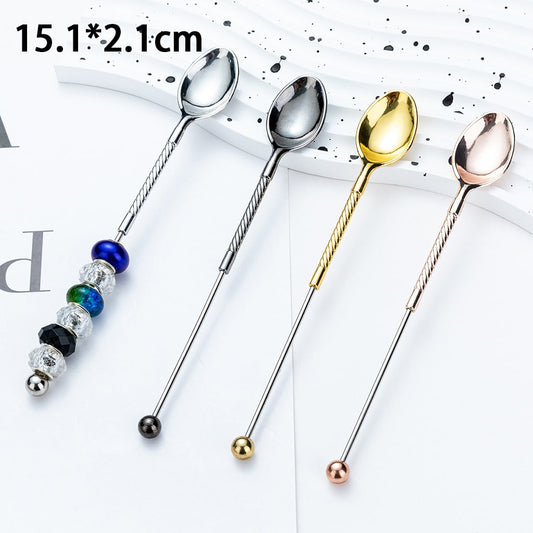 DIY Beadable Metal Spoon in Gold Silver Gun Grey Rose Gold Color 151MM