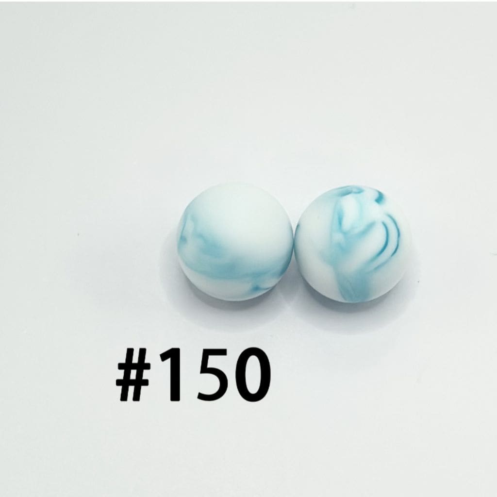 ラウンドビーズ、マルチカラーマーブルスタイルラウンドシリコンビーズ、抽象的なデザイン、15mm