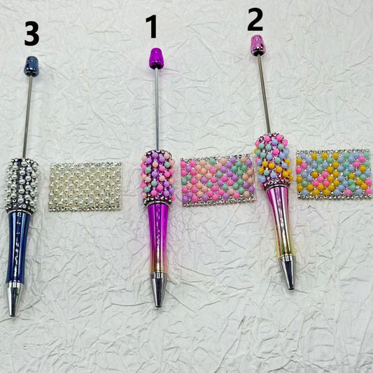 DIYキラキララップテープ、小さなカラフルなパール付き、透明ラインストーンチェーン、ペン用、約40×28MM、1シート78個入り、説明をお読みください。