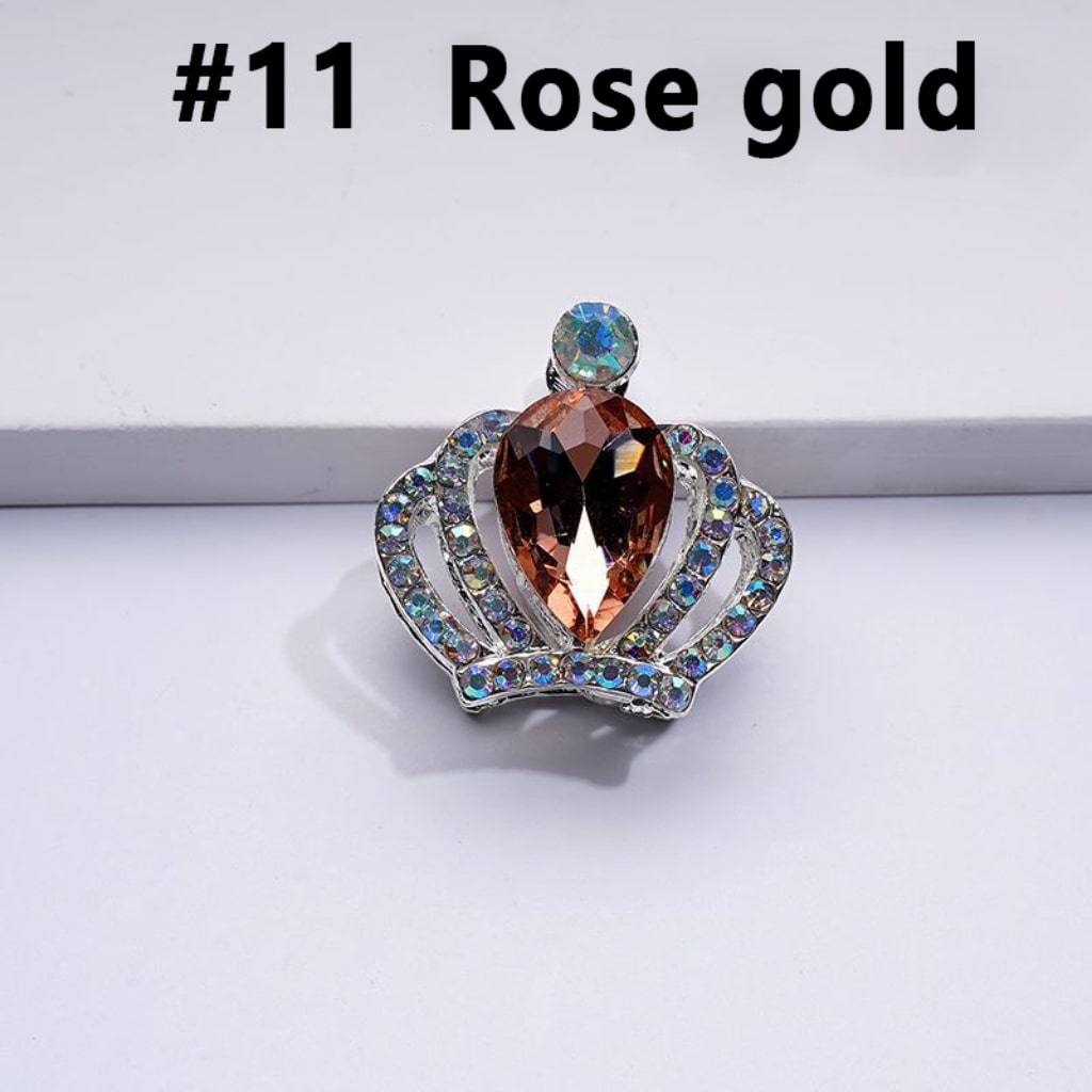Bling Bling Silver Alloy Crown with Mini AB Rhinestones Colorful Water Drops Beads, Around 24*23MM
