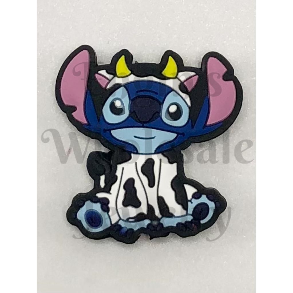 Blue Stitc with Cow Printed Clothes & Horn Hat Silicone Focal Beads