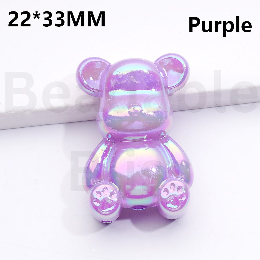 Acrylic Beads UV Coating Bearbric Solid Color 33*22MM (Single Color is available for 100pcs(Whole Bag))