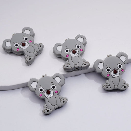 Cute Gray Koala with Brown Nose Silicone Focal Beads