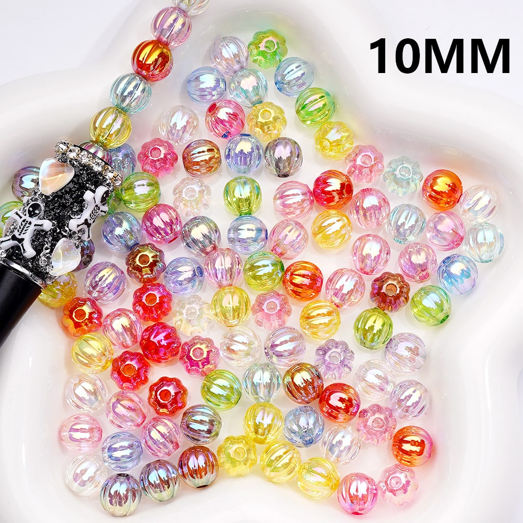 Acrylic Beads UV Coating Pumkin Halloween Multi-Color Translucent 10MM