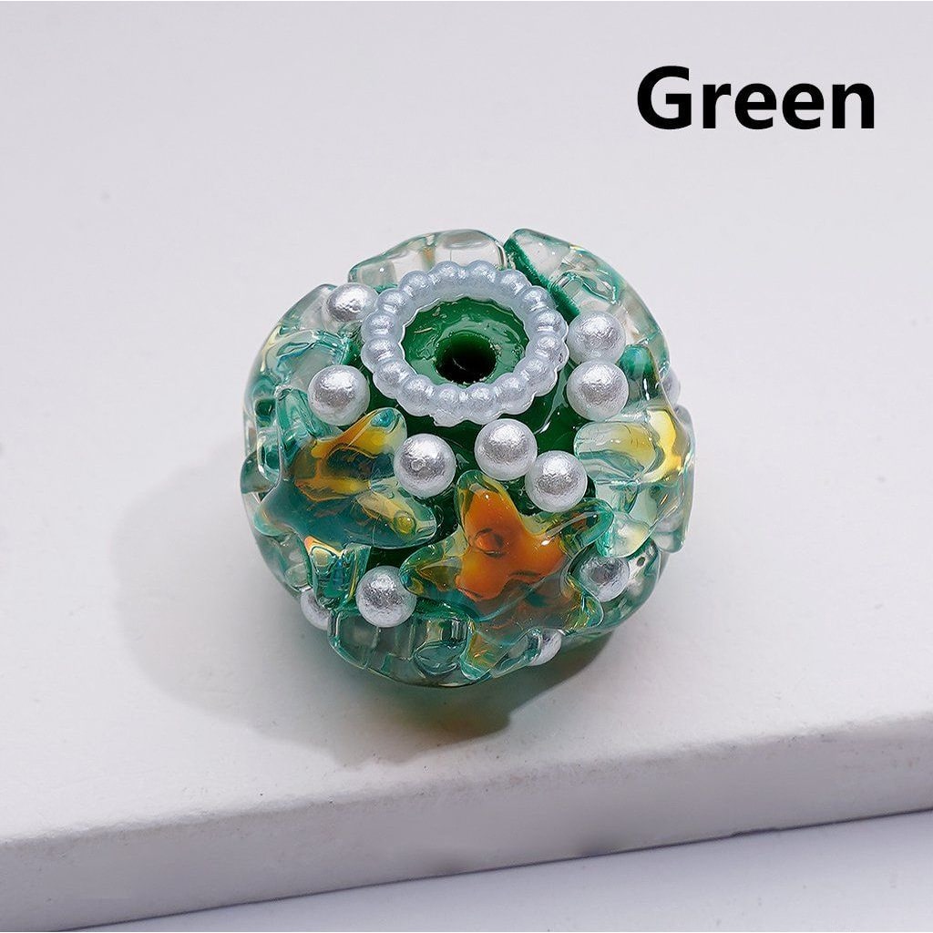 Multi-Color Shiny Stars White Pearls Round Acrylic Beads, 22*18MM