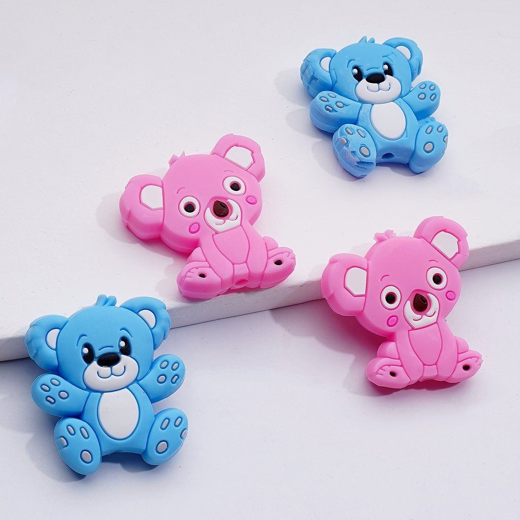 Cute Pink Blue Koala Silicone Focal Beads