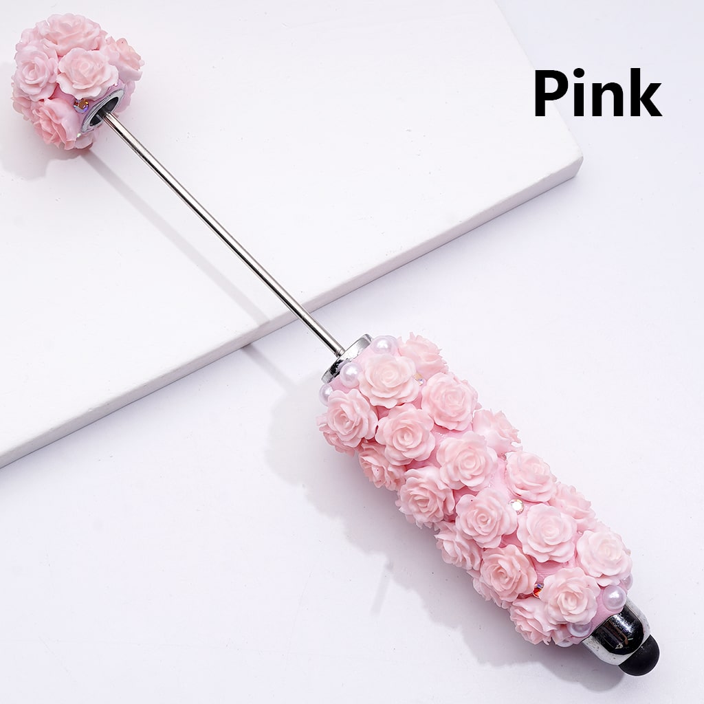 Beadable Clay Stylus Pen Mini Cute Soft Flowers White Pearls AB Rhinestones Multi-Color