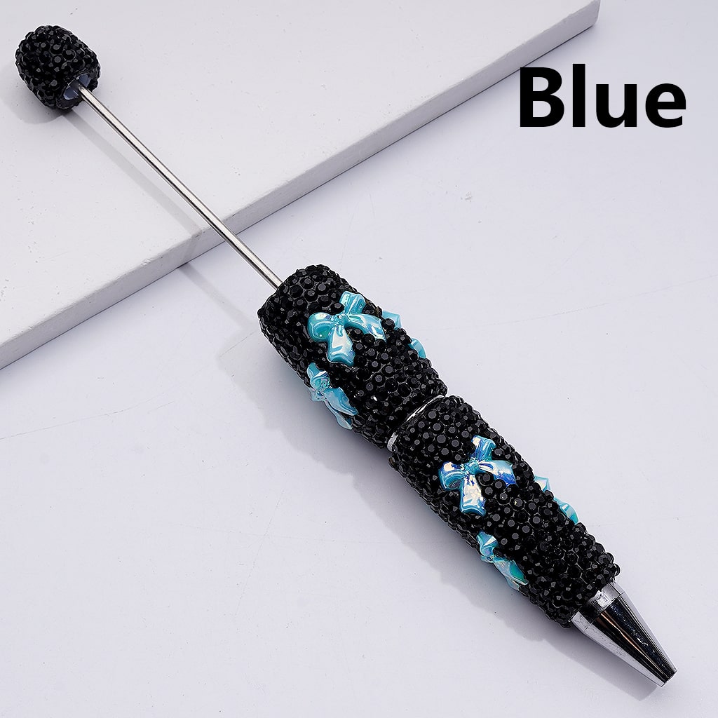 UV Coating Shiny Bowknots Black Rhinestones Beadable Clay Pens