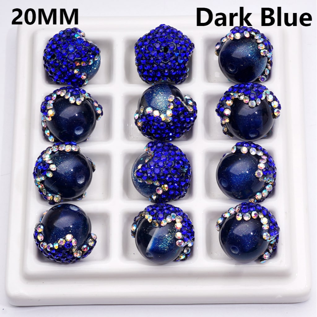 Clay Acrylic Beads Luminous Glitter Sugar Core Inside Shiny AB Rhinestones Cute Flower Multi-Color 20MM