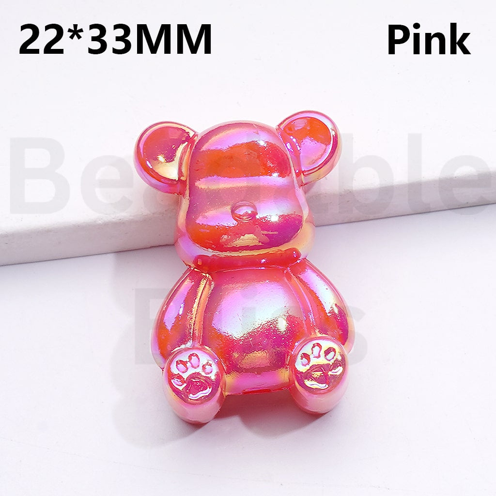 Acrylic Beads UV Coating Bearbric Solid Color 33*22MM (Single Color is available for 100pcs(Whole Bag))