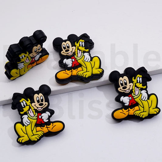 Cute Micke Mous and Dog Plut Toonville Silicone Focal Beads