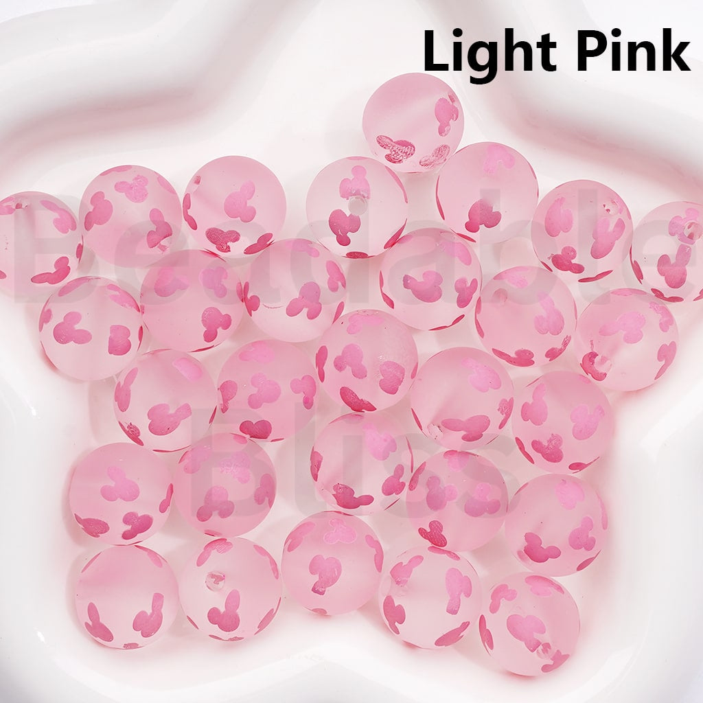Frosted Multi-Color Micke Mous Head Prints Round Acrylic Beads, 16MM (Single Color is available for 200pcs(Whole Bag))