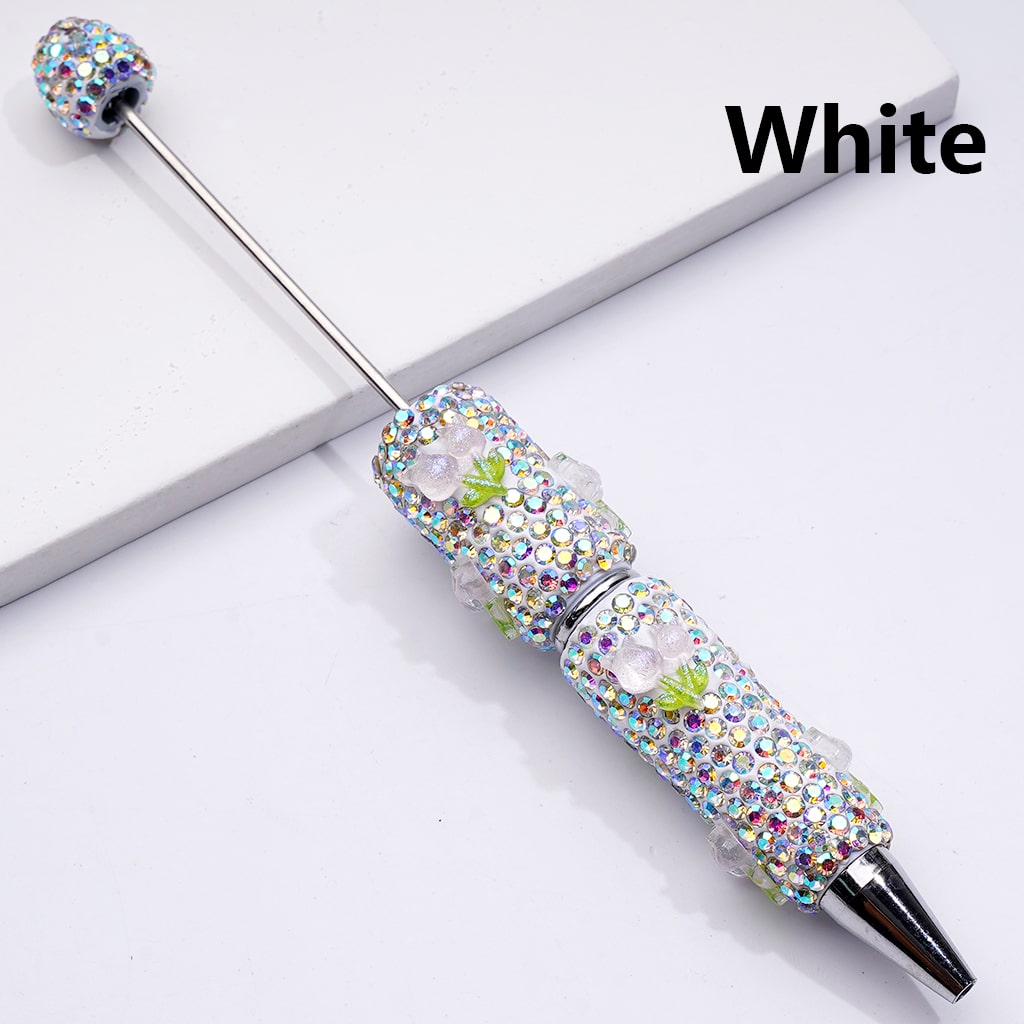 Cute Shiny Tulip Flowers with AB Rhinestones Beadable Clay Pen