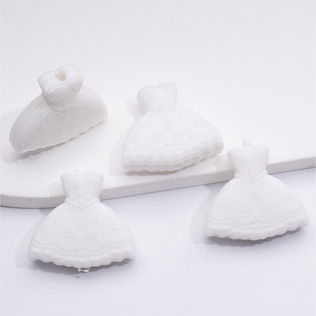 White Dress with Flowers Silicone Beads
