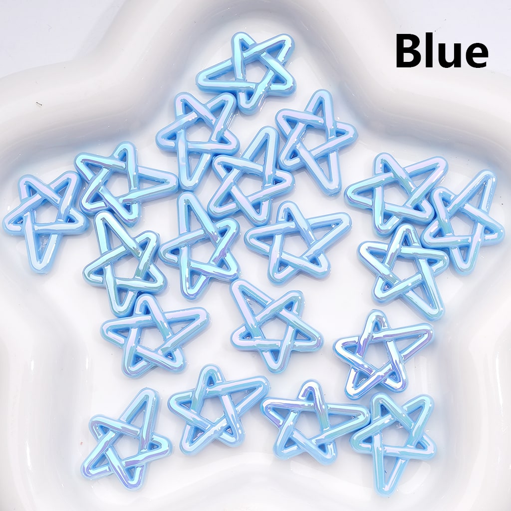 Acrylic Beads UV Coating Shiny Five-Pointed Star, Multi-Color, 19*24MM (Single Color is available for 500pcs(Whole Bag))