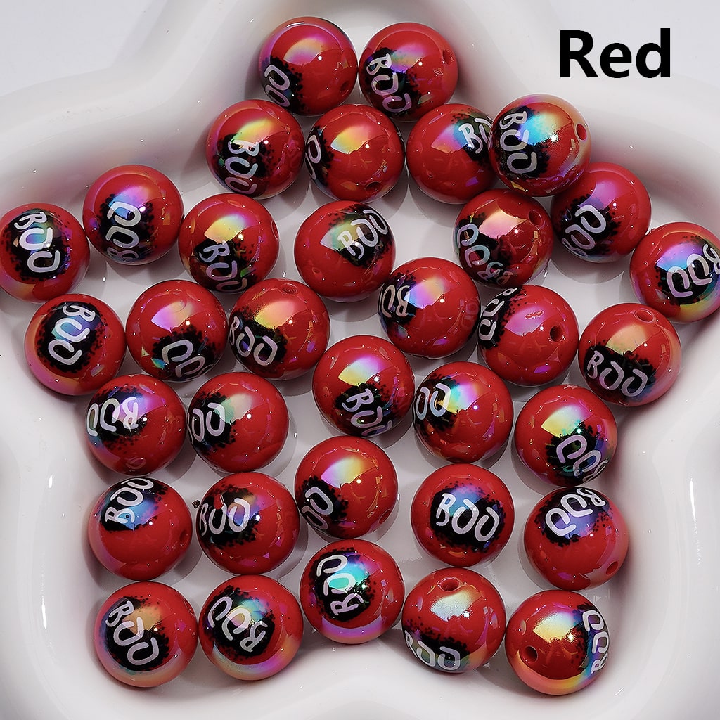 UV Coating Halloween Boo Series Round Acrylic Beads, 16MM (Single Color is available for 200pcs(Whole bag))