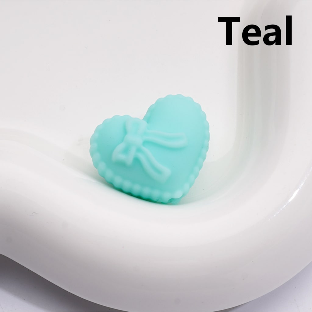 Acrylic Beads Rubber Coating Heart Shape with Bowknots, Multi-Color, 18*20MM (Single Color is av available for 200pcs(Whole Bag))