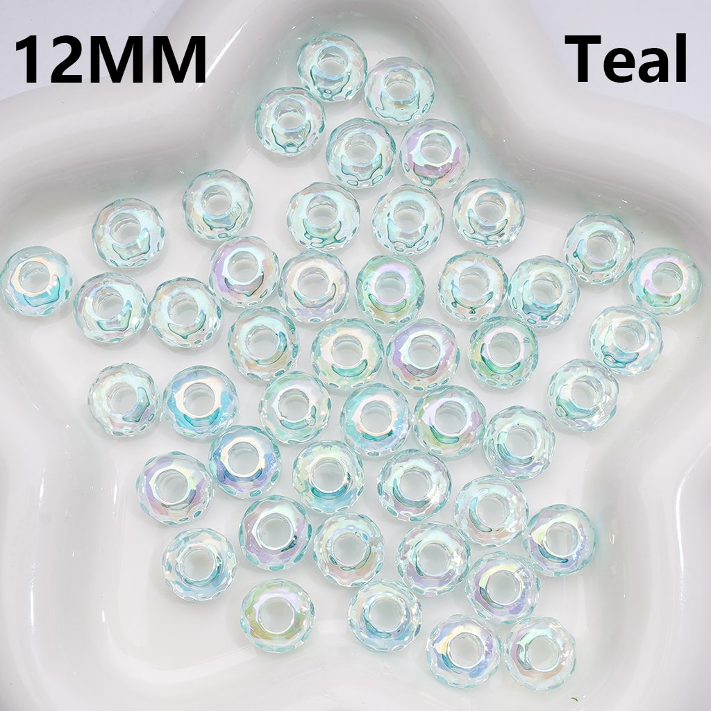 Wheel Acrylic Beads UV Coating Large Hole Multi-Color Translucent 12MM