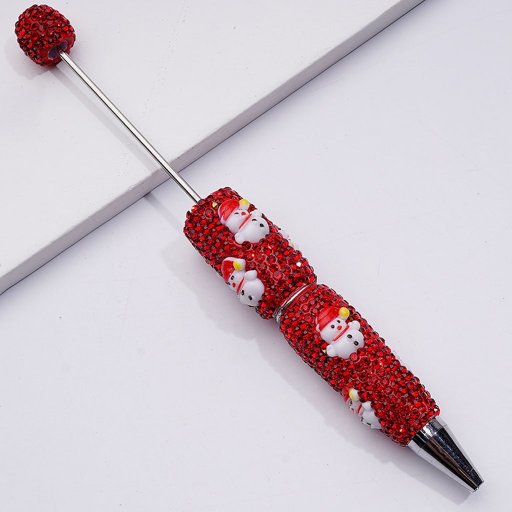 Christmas Series Father Christmas Tree Snowman Candy Cane Red Rhinestones Beadable Clay Pens